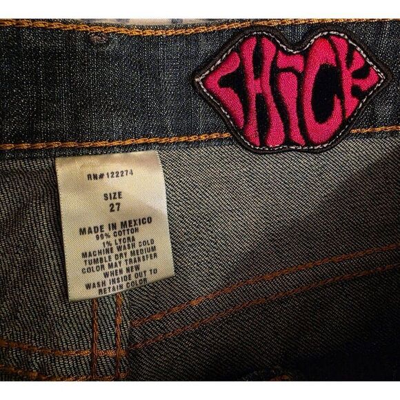Chick by Nicky Hilton Skull Design Distressed Denim Shorts Womens Size 27 Blue - Picture 5 of 5